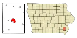 Location of Mount Pleasant, Iowa