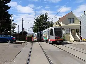 An inbound train at Right Of Way/Liberty, 2018