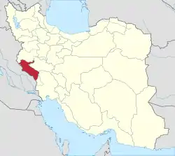 Location of Ilam province in&nbsp;Iran