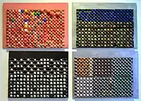 Untitled (2004-2005), mixed media, ping pong balls, paper, 4 pcs 69 x 100&nbsp;cm