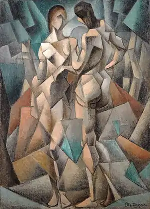 Jean Metzinger, 1910–11, Deux Nus (Two Nudes, Two Women), oil on canvas, 92 x 66&nbsp;cm, Gothenburg Museum of Art, Sweden. Exhibited at the first Cubist manifestation, Room 41 of the 1911 Salon des Indépendants, Paris