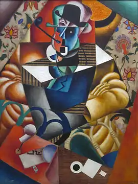 Jean Metzinger, c.1913, Le Fumeur (Man with Pipe), oil on canvas, 129.7 x 96.68&nbsp;cm, Carnegie Museum of Art, Pittsburgh, Pennsylvania. Exhibited at the 1914 Salon des Indépendants, Paris