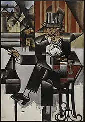 Juan Gris, 1912, Man in a Café, oil on canvas, 127.6 × 88.3&nbsp;cm, Philadelphia Museum of Art