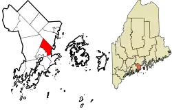 Location in Knox County and the state of Maine.