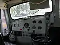 Cab and driver's controls of L&nbsp;1150, note perspex side window