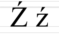 Upper and lower case of Ź.
