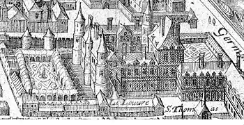 Depiction on Merian map of Paris, 1615