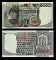 10,000&nbsp;lire – obverse and reverse – printed in 1976