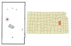 Location within Lyon County and Kansas