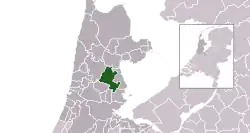 Highlighted position of Purmerend in a municipal map of North Holland