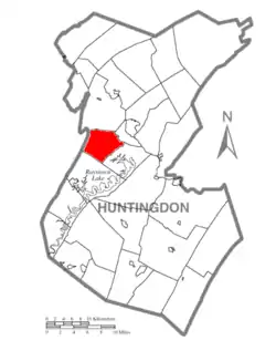 Map of Huntingdon County, Pennsylvania Highlighting Walker Township