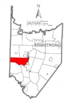 Map of Armstrong County, Pennsylvania, highlighting North Buffalo Township