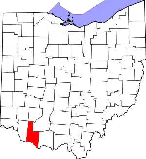 Map of Ohio highlighting Brown County