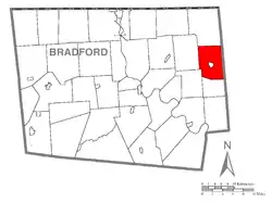 Map of Bradford County with Pike Township highlighted