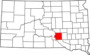 Map of South Dakota highlighting Brule County
