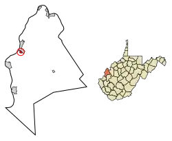 Location of Henderson in Mason County, West Virginia.