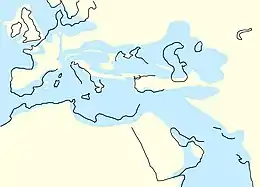 The North Sea between 34&nbsp;million years ago and 28&nbsp;million years ago, as Central Europe became dry land