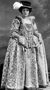 Young white woman in Tudor costume