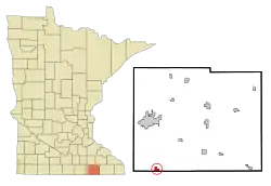 Location of Lyle within Mower County, Minnesota