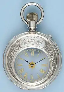 Mystery watch; ca. 1889; diameter: 5.4&nbsp;cm, depth: 1.8&nbsp;cm; Musée d'Horlogerie of Le Locle, (Switzerland)