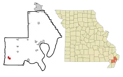 Location of Gideon, Missouri