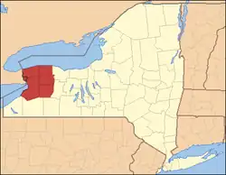 Location of the Niagara Frontier in New York.██ Niagara Frontier ██ Rest of New York State