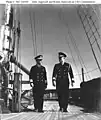 Hustvedt (right) with Admiral Royal E. Ingersoll (left) aboard USS&nbsp;Constellation&nbsp;(IX-20) at Newport, Rhode Island, while serving as Ingersoll's chief of staff, February 1942