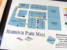 A map of Harbour Park mall prior to renovations.