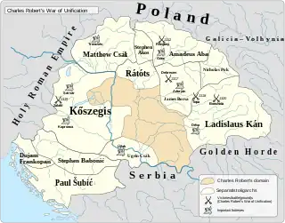 Image 9The provinces of the Kingdom of Hungary ruled by the "oligarchs" (powerful lords) in early 14th century (from History of Slovakia)
