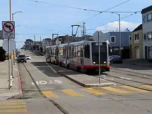A train at Judah and 43rd Avenue, 2018