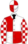 White and red quartered, check sleeves, quartered cap