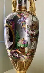 Neoclassical festoon on a vase, by the Sèvres Porcelain Factory, 1814, hard-paste porcelain with platinum background and gilt bronze mounts, Louvre