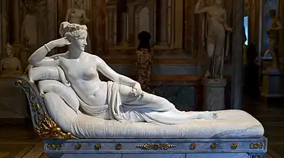 Venus Victrix; by Antonio Canova; 1804–1808; marble; length: 200&nbsp;cm; Galleria Borghese, Rome