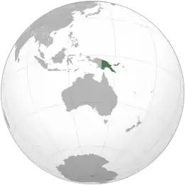 Location of&nbsp;Papua New Guinea&nbsp;(green)