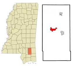 Location of New Augusta, Mississippi
