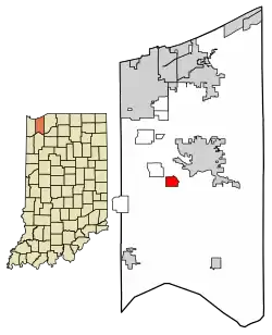 Location of Aberdeen in Porter County, Indiana.