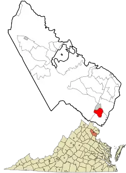 Location in Prince William County and the state of Virginia.