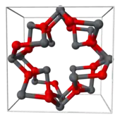 Unit cell of tetragonal Pb3O4(Key: &nbsp; Pb &nbsp; O)