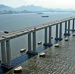 The Rio-Niterói Bridge, a section of the BR-101 over Guanabara Bay between the cities of Rio de Janeiro and Niterói.