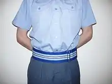 ROC stable belt, incorporating the colours of the ROC medal ribbon.