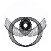 An orbit of the swinging Atwood's machine for 
  
    
      
        μ
        =
        16
      
    
    {\displaystyle \mu =16}
  
, 
  
    
      
        
          θ
          
            0
          
        
        =
        
          
            π
            2
          
        
      
    
    {\displaystyle \theta _{0}={\frac {\pi }{2}}}
  
, and zero initial velocity.