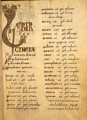 Carolingian version of Insular style—compare the "Liber generationis&nbsp;..." above.