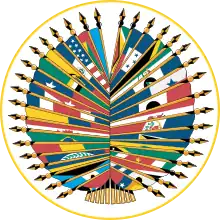 Emblem of
Three other official names
Organisation des États américains (French)
Organização dos Estados Americanos (Portuguese)
Organización de los Estados Americanos (Spanish)