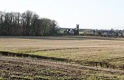 St Maurs-Glencairn church, Tour and the view south-west.