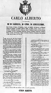Image 34The Statute was adopted as the constitution of the Kingdom of Italy, granting freedom of the press. (from Freedom of the press)