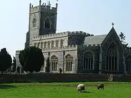 More typical limited flushwork on a village church at Stratford St Mary, Suffolk