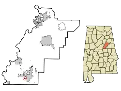 Location in Talladega County and the state of Alabama