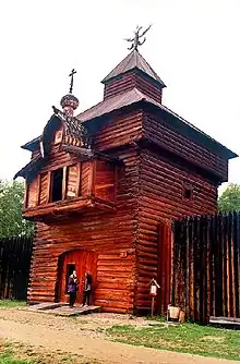 Image 2The tower of the 17th-century Russian Ilimsky ostrog, now in Taltsy Museum in Irkutsk, Siberia. (from History of Siberia)