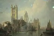 The Houses of Parliament from Millbank by David Roberts, 1861