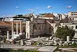 The backside of the facade of Hadrian's Library in Athens